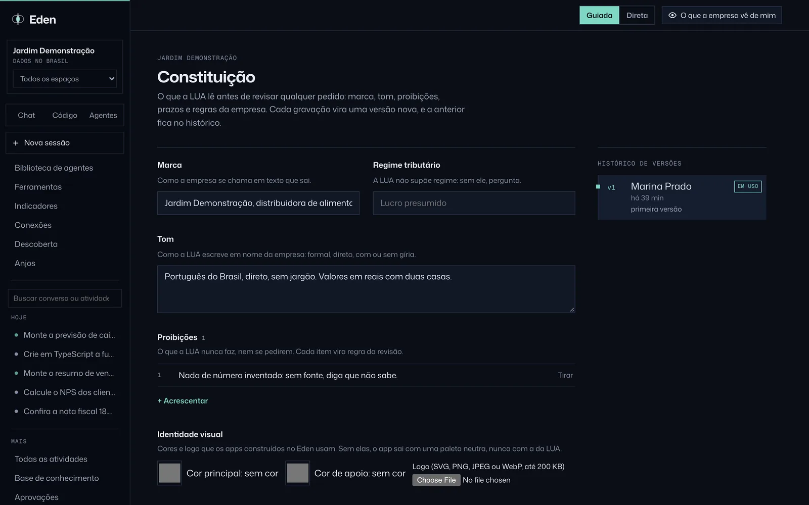Constituição da organização, tema Noite