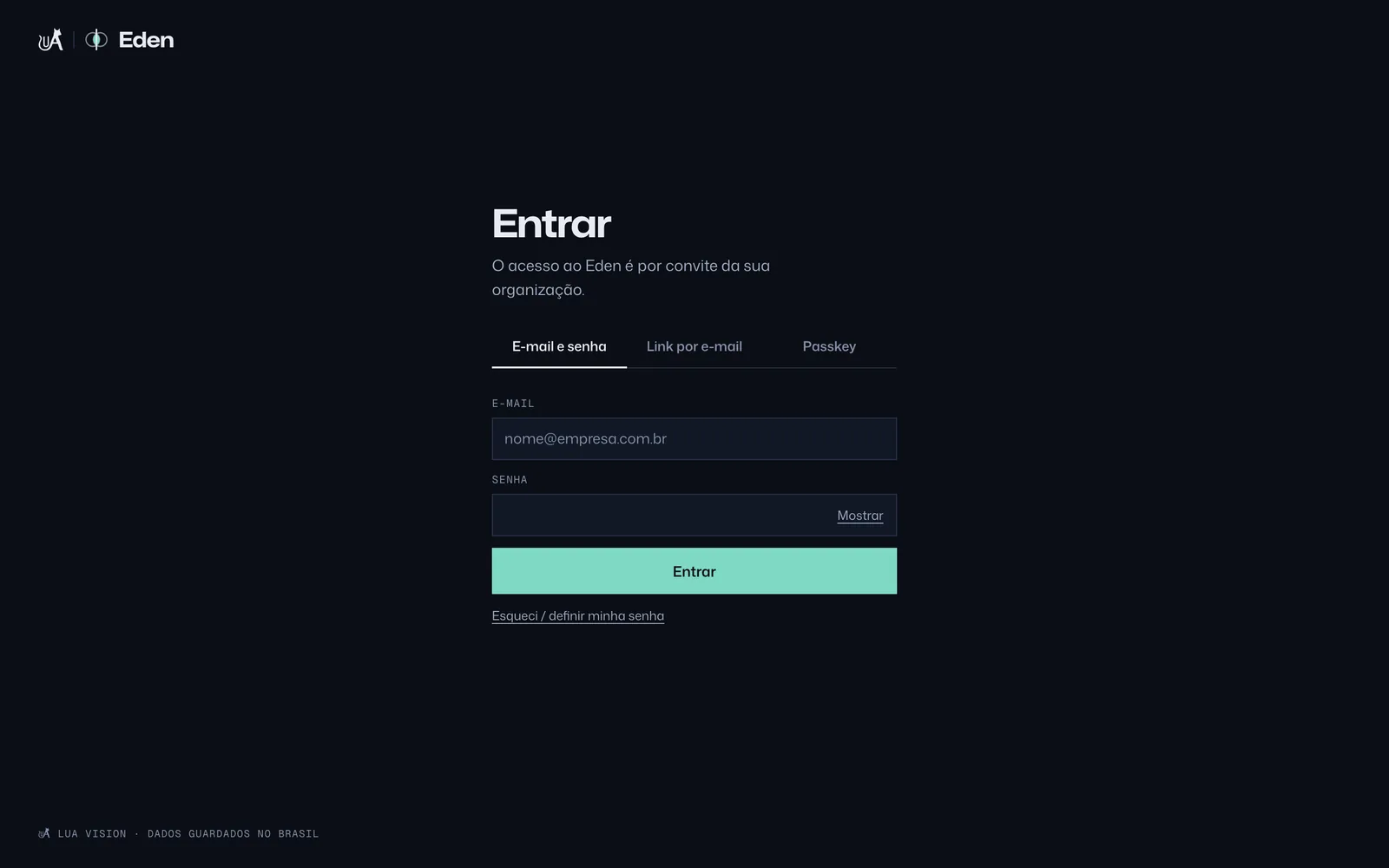 Tela de entrar do Eden, tema Noite