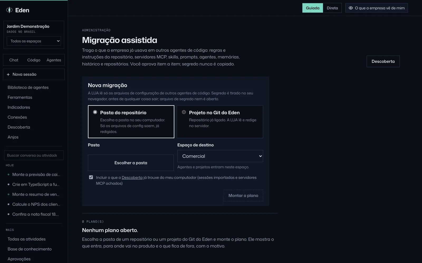Plano de migração assistida, tema Noite