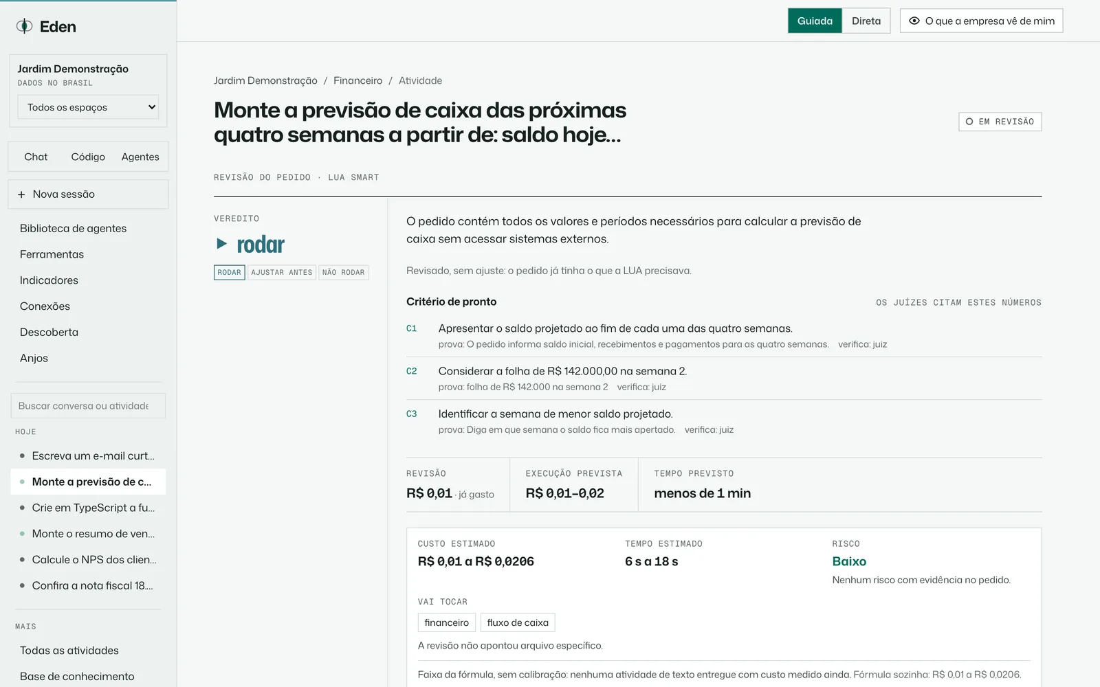 Revisão do pedido aguardando o aceite, tema Dia