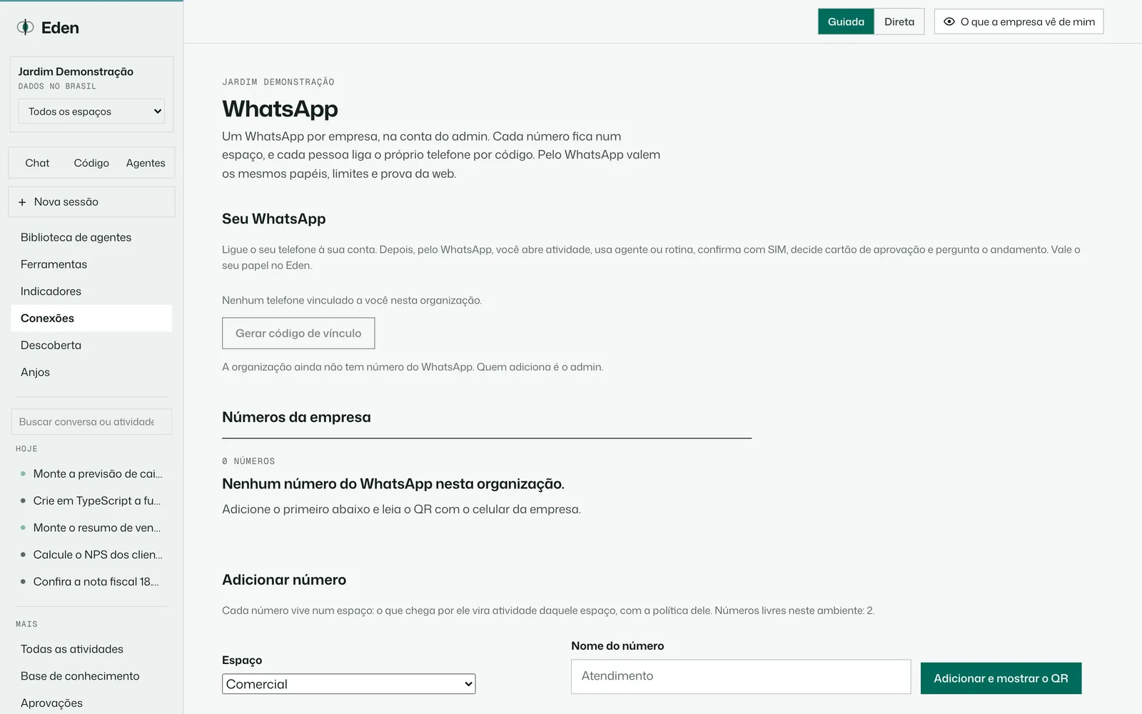 Conexão do WhatsApp da empresa, tema Dia